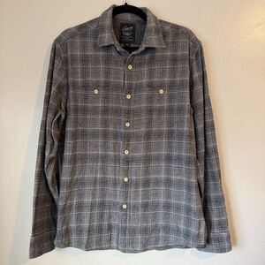 Grayers Heritage Flannel Long Sleeve Grey Plaid 100% Cotton Size Medium